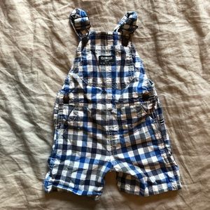 Oshkosh Plaid Shorterall Overalls with Snaps